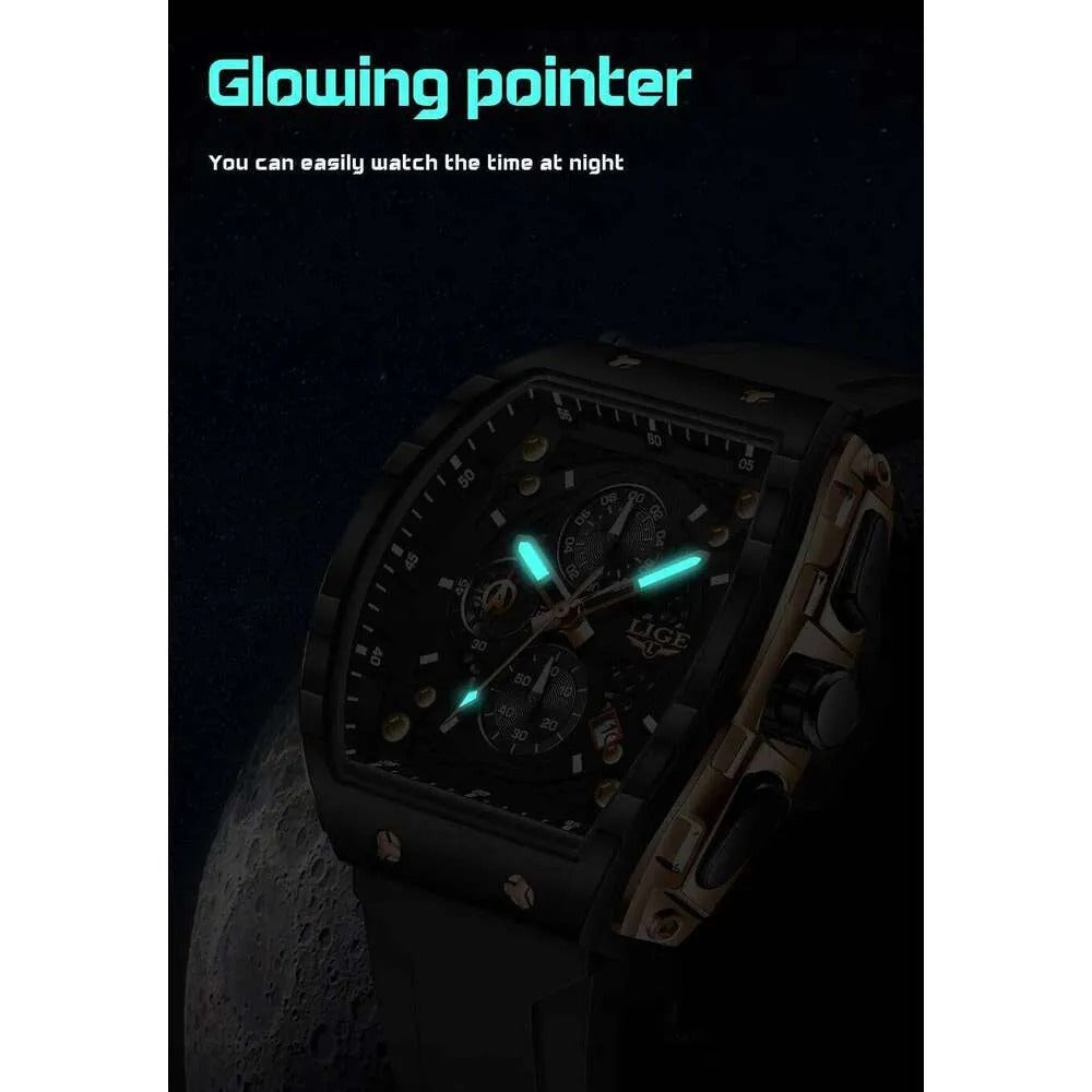 LIGE Men's Luxury Sport Chronograph Watch | Premium Silicone Strap