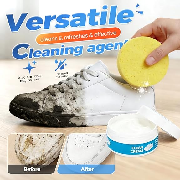 👟White Shoe Cleaner Cream | Multipurpose No-Wash Solid Comes with Sponge