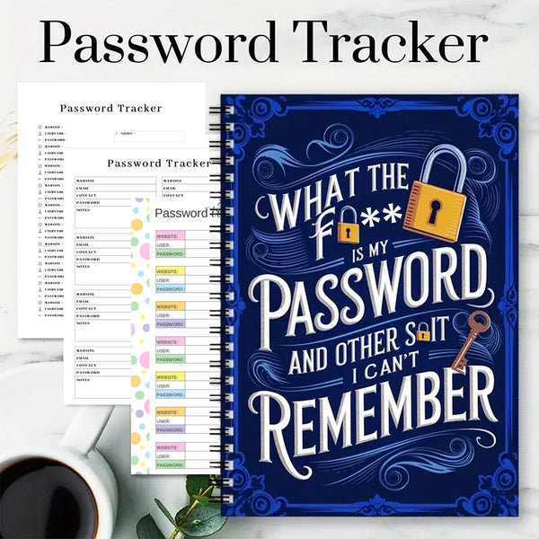 🔥Almost Sold Out✨📅Funny Password Notebook - Spiral Bound with Lock Icons & Funny Security Phrases✍️
